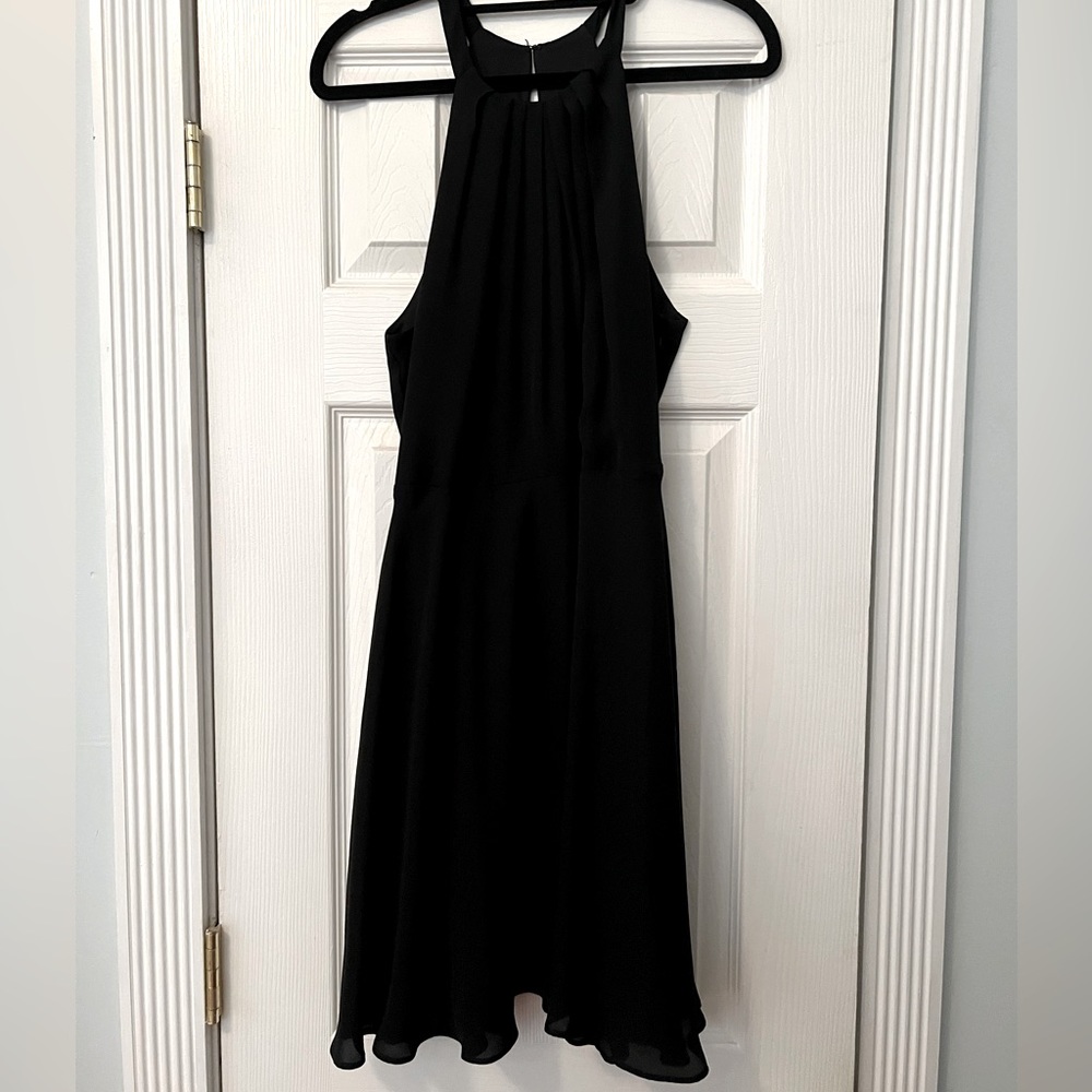 Black Express Chiffon Semi Formal dress with High Neck
